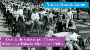 Desfile de calesas en Paseo de Montejo de Mérida 1930s