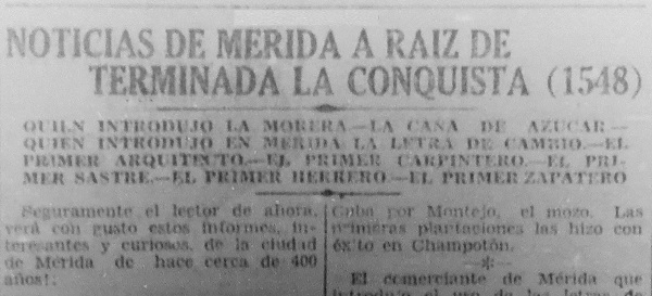 Algunos primeros en Mérida 1548