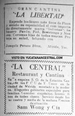 Cantinas en Mérida 1925