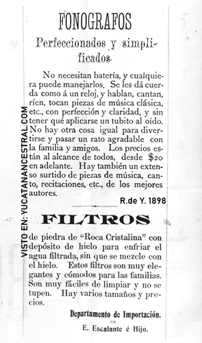 Venta de fonógrafos en Mérida 1898