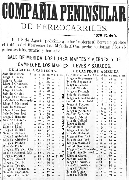 FERROCARRIL A CAMPECHE 1898