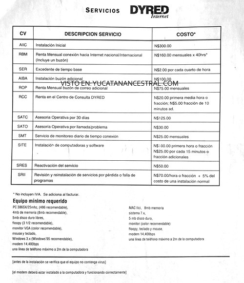 DYRED Internet en Mérida 1995