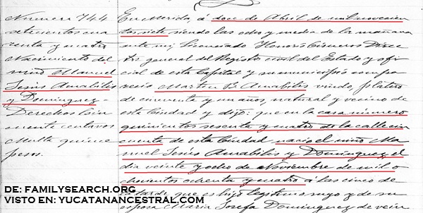 Registro del nacimiento del
Arquitecto Manuel Jesús Amábilis Domínguez