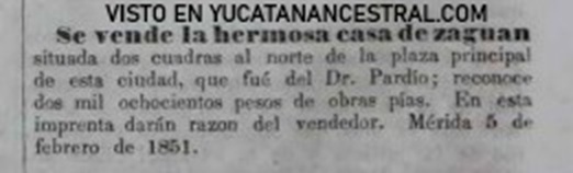 Anuncios publicitarios Mérida 1851