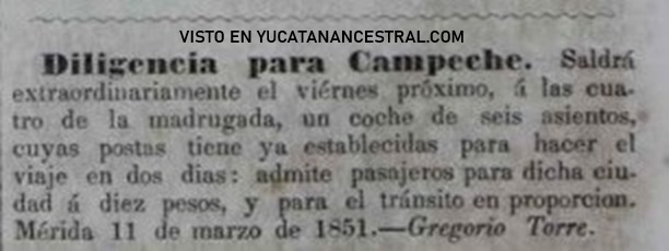 Anuncios publicitarios Mérida 1851