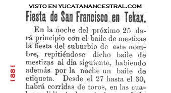 Fiestas patronales de Tekax y Kanasín 1881