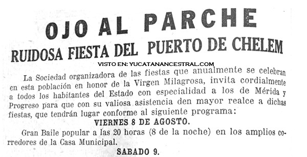 Fiestas de Chicxulub Puerto y Chelem Yucatán 1924