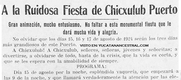 Fiestas de Chicxulub Puerto y Chelem Yucatán 1924